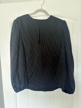 Frame Denim Black Sheer Stripe Blouse
